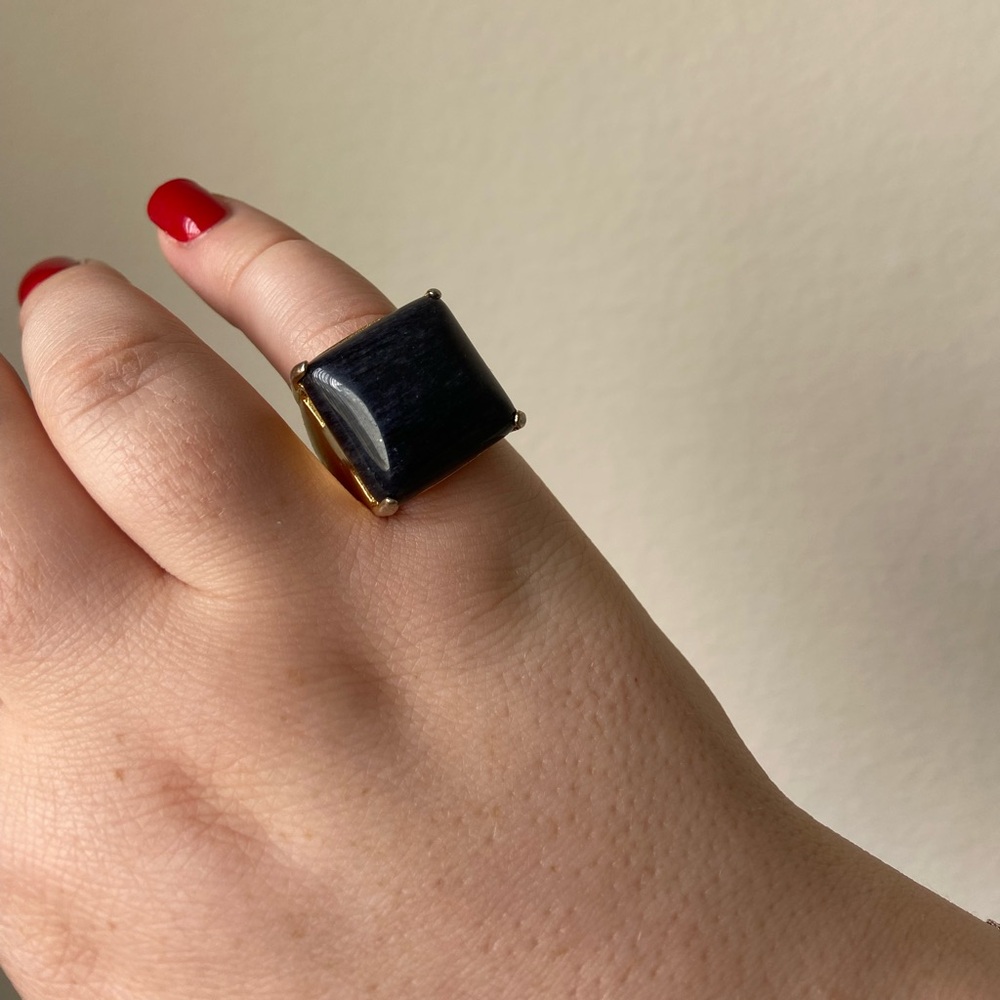 Sterling silver ring with genuine gemstone, size 7 US